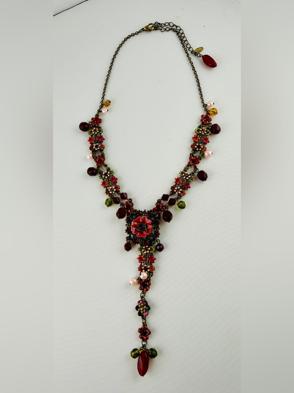 Vintage Floral VCLM Multi Color Crystal Rhinestone Enamel Statement NecklaceJ42